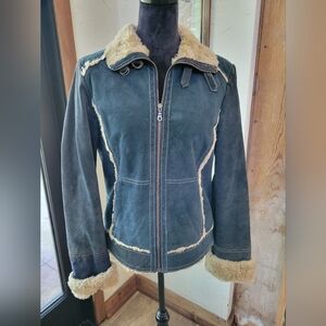 Women's Wilson Blue Suede Leather Shearling Jacket M